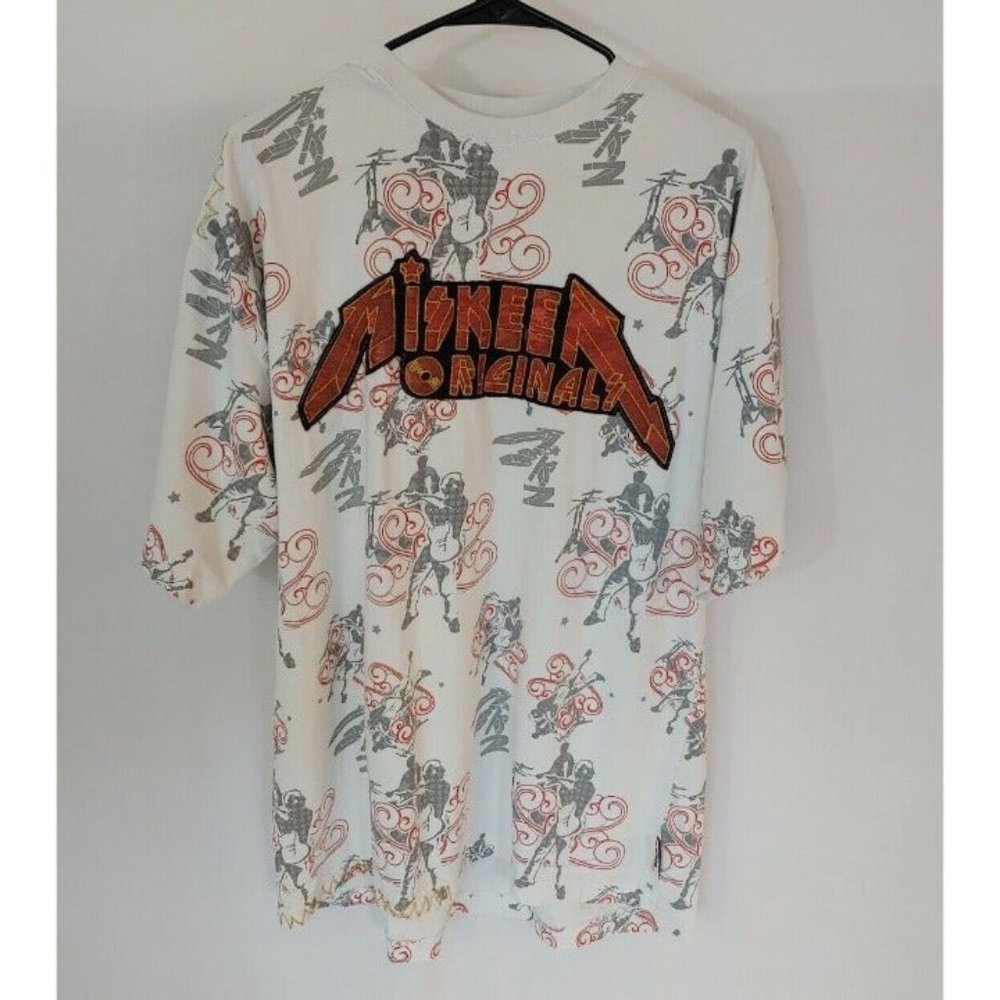 Men's Miskeen Originals Shirt Size XL Band Silhouette Graphic, White/Red Print
